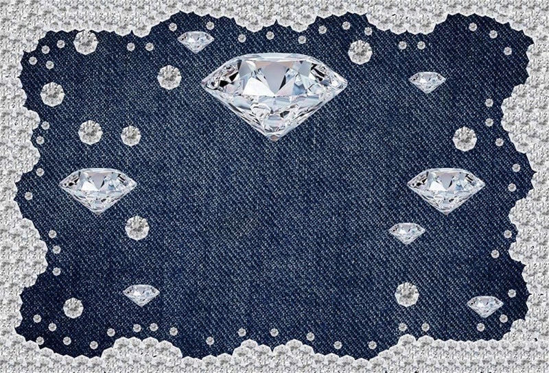 Yeele 7x5ft Diamond Denim Style Backdrop for Photography Jeans Inlaid Rhinestone Background Birthday Party Decoration Woman Kids Photo Booth Shoot Vinyl Studio Props - Image 1